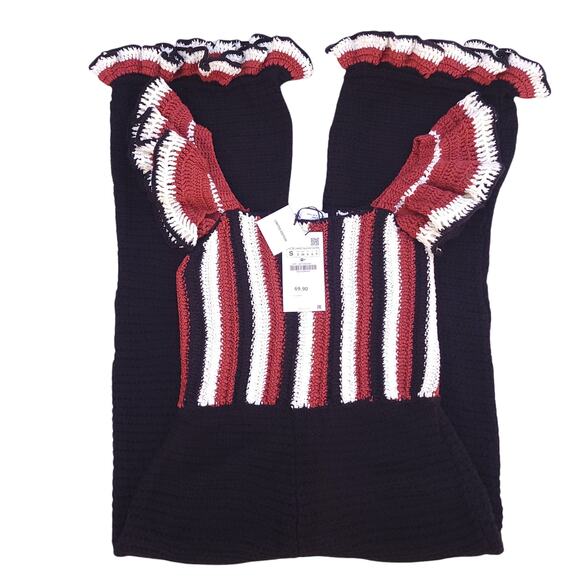 ZARA Limited Edition Crochet Knit Jumper Jumpsuit Overalls Size Small - Picture 5 of 13